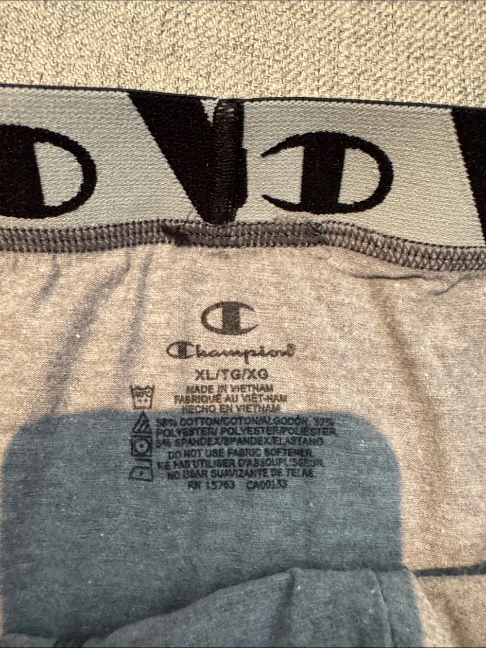 Champion Men’s Heather Gray Boxer Briefs with Black Branded Waistband